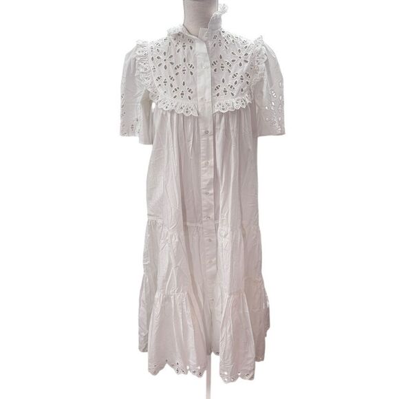 VIRGINIE DE VINSTER Birdy Broderie Anglaise Dress | White XS - Picture 2 of 5